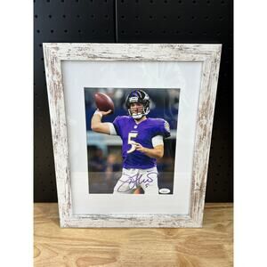 Joe Flacco Autographed Framed 8x10 picture JSA COA